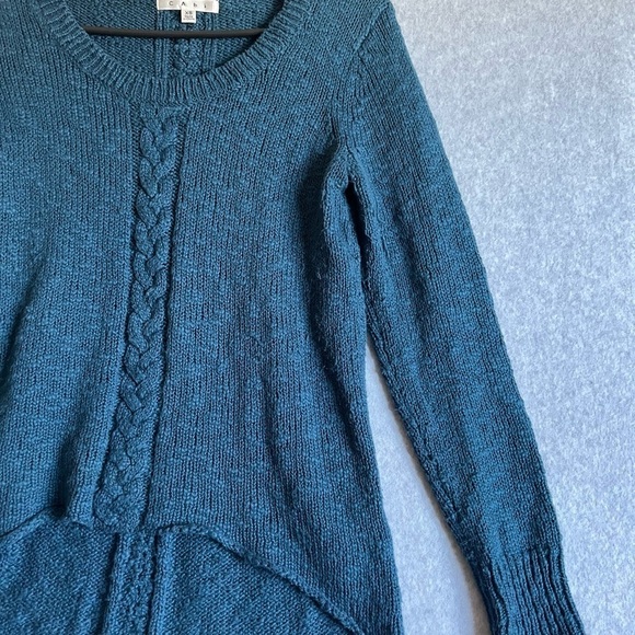 Cabi Women’s #470 Small Textured Cable  Sleeve Blue Shirt Knit - Picture 3 of 6